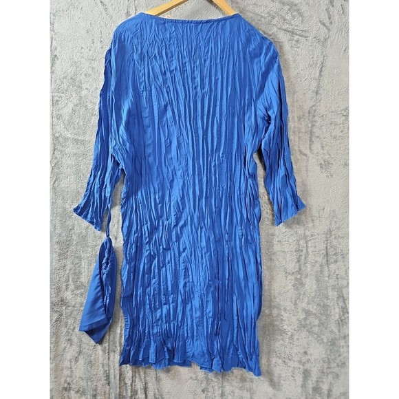 Soft Surroundings Women's XL Blue Tie Duster crinkle pleats with bag lightweight - Picture 9 of 11